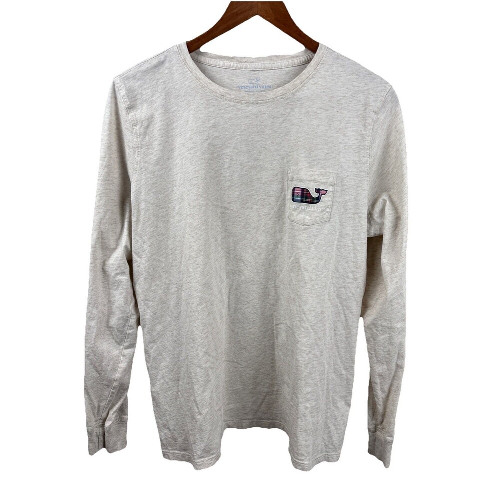 Vineyard Vines  Plaid Whale White Logo Long Sleeve Women’s Tee Shirt Large